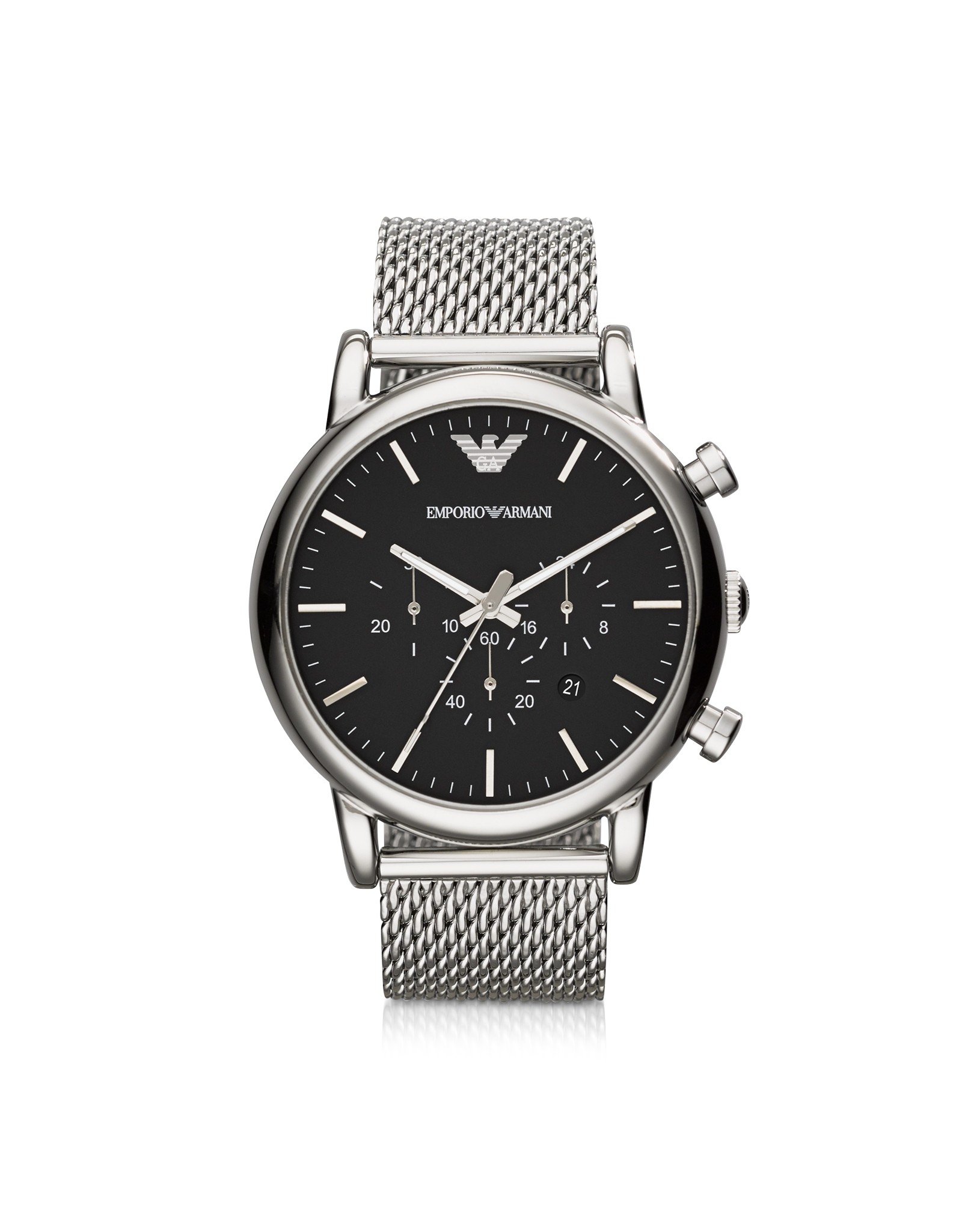 emporio armani black chronograph watch