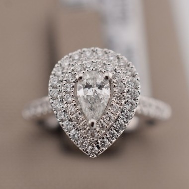 Anello goccia in oro bianco