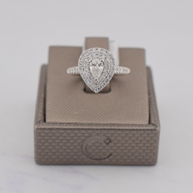 Anello goccia in oro bianco