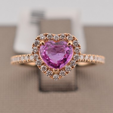 Anello cuore zaffiro rosa...