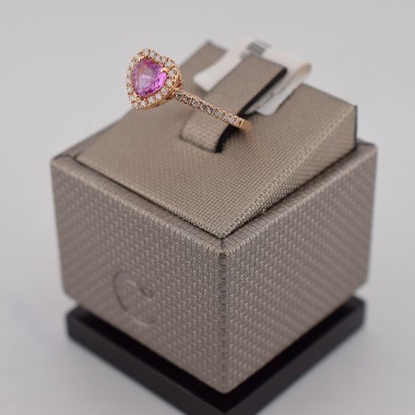 Anello cuore zaffiro rosa...