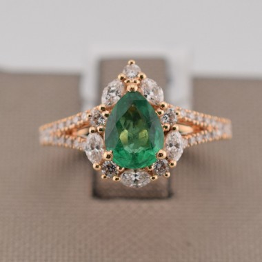 Anello goccia smeraldo in...