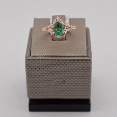 Anello goccia smeraldo in...