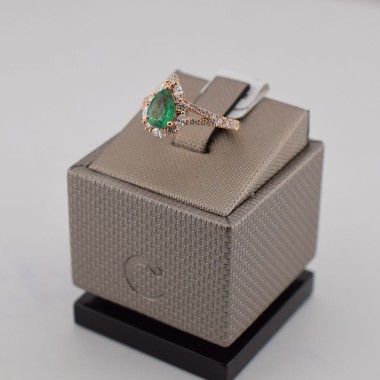 Anello goccia smeraldo in...