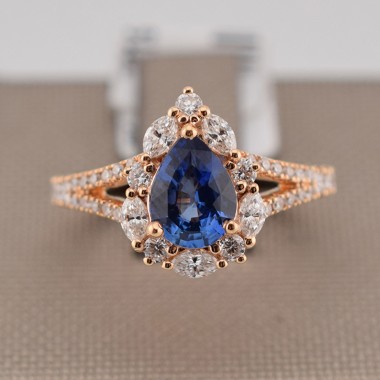 Anello goccia zaffiro in...