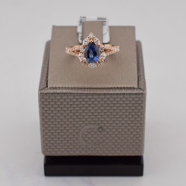 Anello goccia zaffiro in...