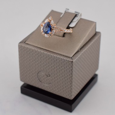 Anello goccia zaffiro in...